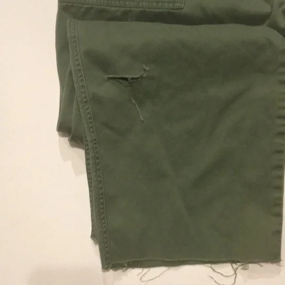 RL Vintage CARGO RALPH LAUREN WIDE LEG Army Green PANTS Raw Hem Size 12 - Picture 12 of 14
